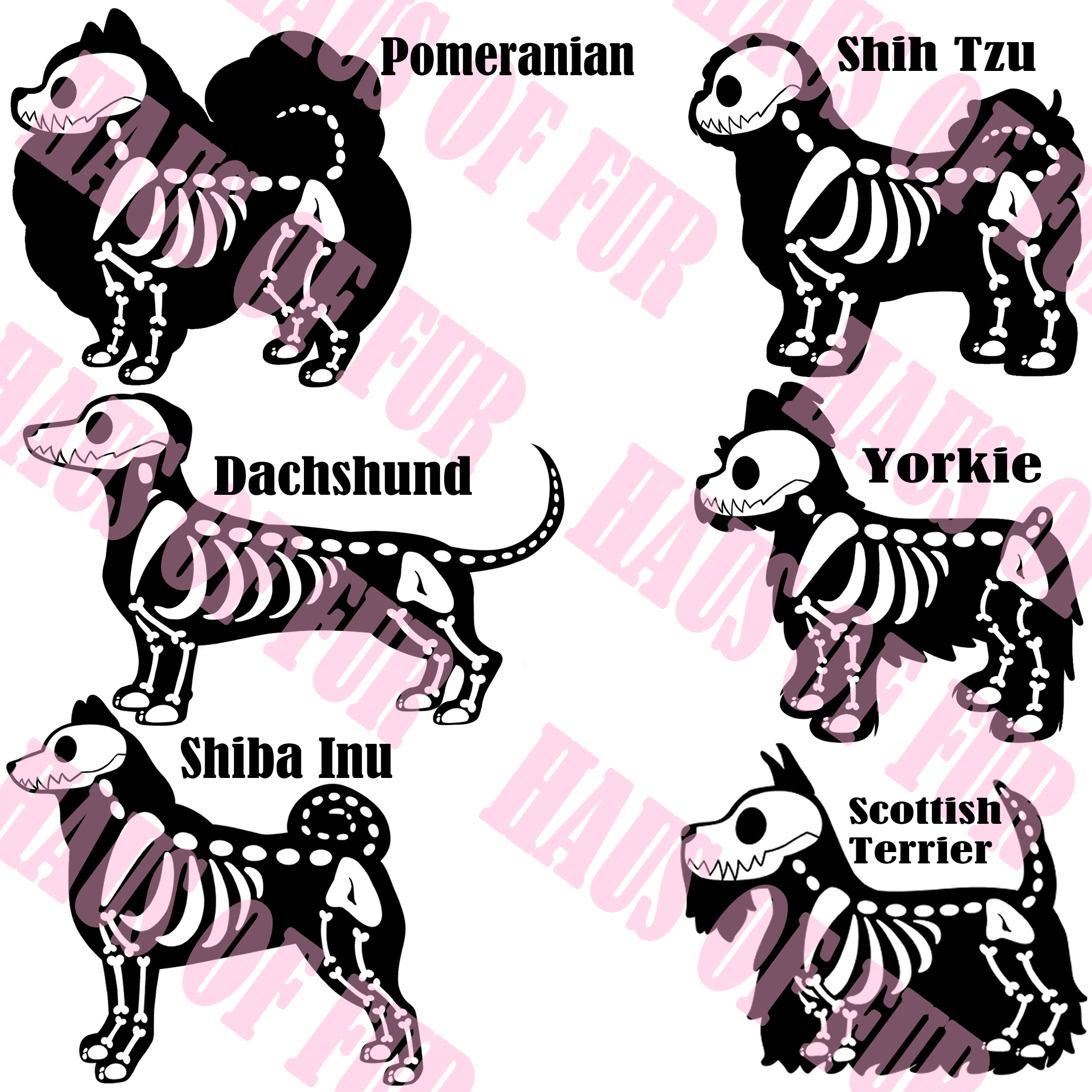 Customizable Skeleton Dog Badge